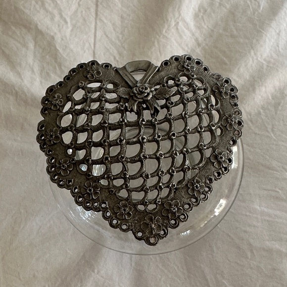 Pewter Heart Glass Potpourri Jar - Picture 1 of 5